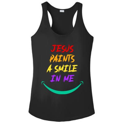 Jesus Paints A Smile In Me Ladies PosiCharge Competitor Racerback Tank
