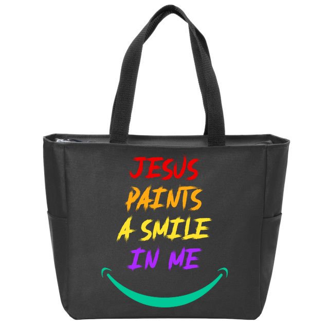 Jesus Paints A Smile In Me Zip Tote Bag
