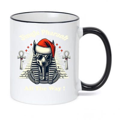 Jingle Pharaoh All The Way! Anubis In Santa Hat Gift 11oz Black Color Changing Mug