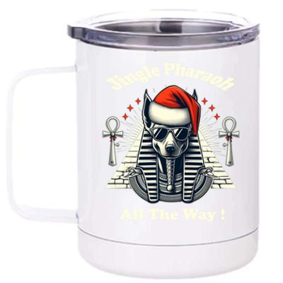 Jingle Pharaoh All The Way! Anubis In Santa Hat Gift 12 oz Stainless Steel Tumbler Cup