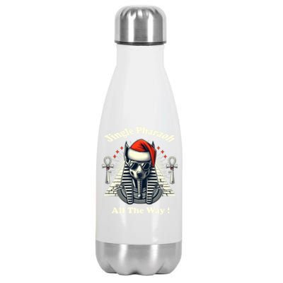 Jingle Pharaoh All The Way! Anubis In Santa Hat Gift Stainless Steel Insulated Water Bottle