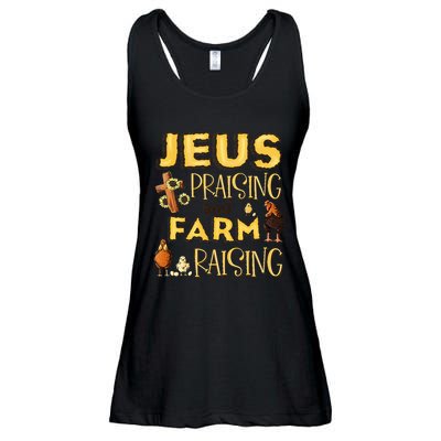 Jesus Praising And Farm Raising Chicken Farmer Ladies Essential Flowy Tank