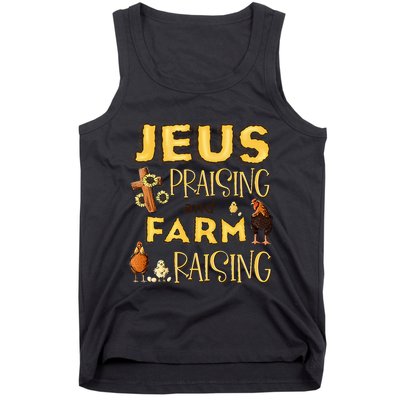 Jesus Praising And Farm Raising Chicken Farmer Tank Top