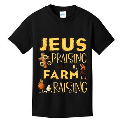 Jesus Praising And Farm Raising Chicken Farmer Kids T-Shirt