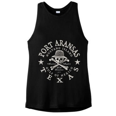 JCombs Port Aransas Texas Ancient Angler Fishing Ladies PosiCharge Tri-Blend Wicking Tank