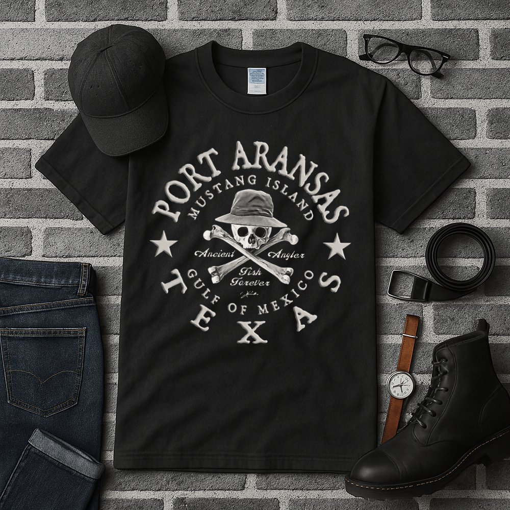 JCombs Port Aransas Texas Ancient Angler Fishing Tall T-Shirt