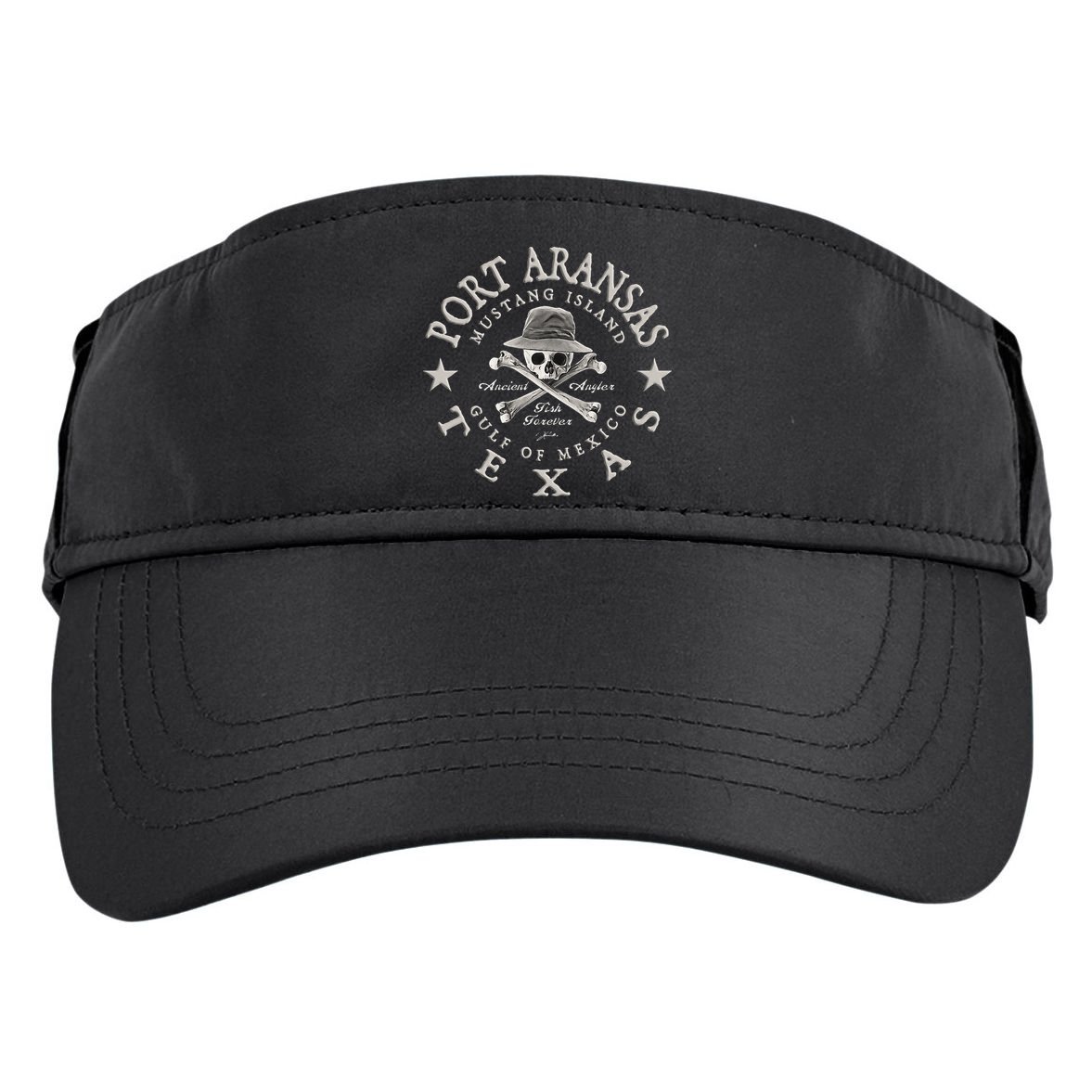 JCombs Port Aransas Texas Ancient Angler Fishing Adult Drive Performance Visor
