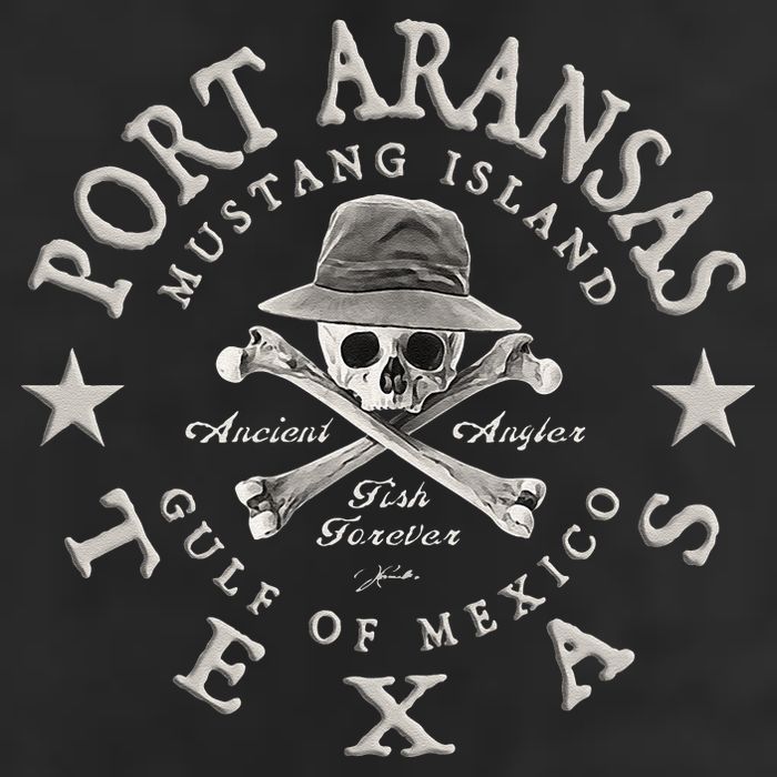 JCombs Port Aransas Texas Ancient Angler Fishing Golf Towel