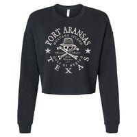 JCombs Port Aransas Texas Ancient Angler Fishing Cropped Pullover Crew