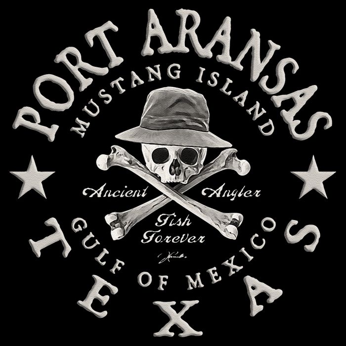 JCombs Port Aransas Texas Ancient Angler Fishing Cropped Pullover Crew