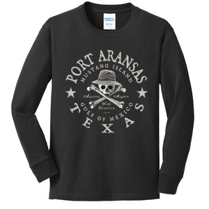 JCombs Port Aransas Texas Ancient Angler Fishing Kids Long Sleeve Shirt