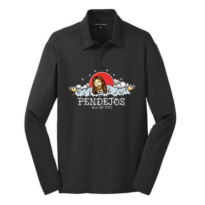 Jesus Pendejos All Of You Silk Touch Performance Long Sleeve Polo