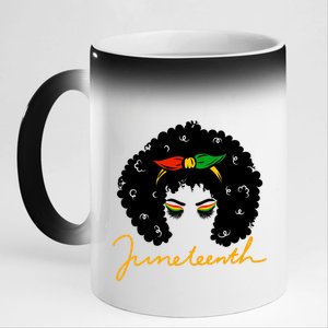 Juneteenth Pride Afro Hair Black History 11oz Black Color Changing Mug