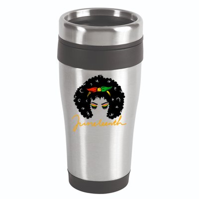 Juneteenth Pride Afro Hair Black History 16oz Travel Tumbler