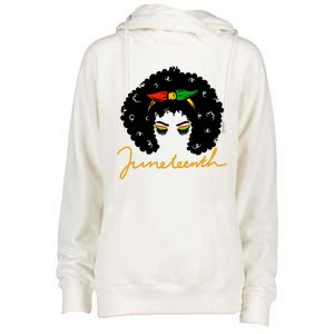 Juneteenth Pride Afro Hair Black History Womens Funnel Neck Pullover Hood