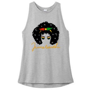 Juneteenth Pride Afro Hair Black History Ladies PosiCharge Tri-Blend Wicking Tank