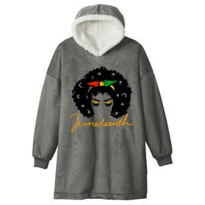 Juneteenth Pride Afro Hair Black History Hooded Wearable Blanket