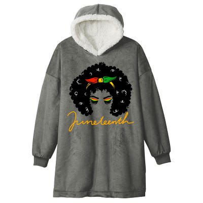 Juneteenth Pride Afro Hair Black History Hooded Wearable Blanket