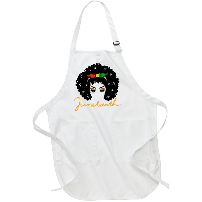 Juneteenth Pride Afro Hair Black History Full-Length Apron With Pockets