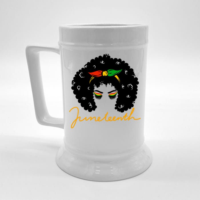 Juneteenth Pride Afro Hair Black History Beer Stein