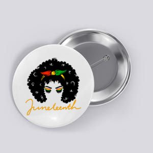 Juneteenth Pride Afro Hair Black History Button