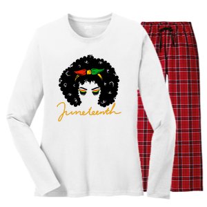 Juneteenth Pride Afro Hair Black History Women's Long Sleeve Flannel Pajama Set 