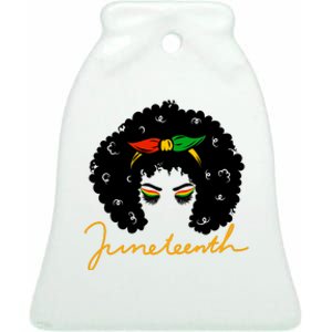 Juneteenth Pride Afro Hair Black History Ceramic Bell Ornament