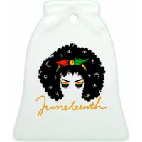 Juneteenth Pride Afro Hair Black History Ceramic Bell Ornament