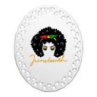 Juneteenth Pride Afro Hair Black History Ceramic Oval Ornament