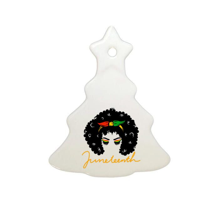 Juneteenth Pride Afro Hair Black History Ceramic Tree Ornament