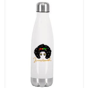 Juneteenth Pride Afro Hair Black History Stainless Steel Insulated Water Bottle