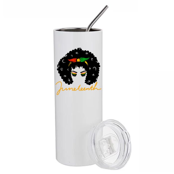 Juneteenth Pride Afro Hair Black History Stainless Steel Tumbler