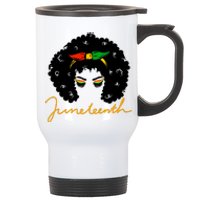 Juneteenth Pride Afro Hair Black History Stainless Steel Travel Mug