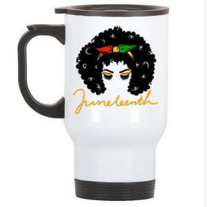 Juneteenth Pride Afro Hair Black History Stainless Steel Travel Mug