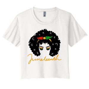 Juneteenth Pride Afro Hair Black History Women's Crop Top Tee