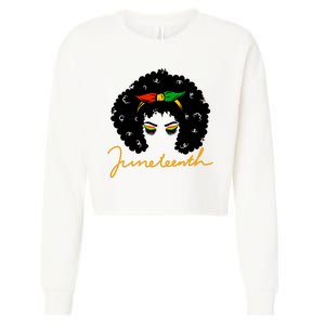 Juneteenth Pride Afro Hair Black History Cropped Pullover Crew