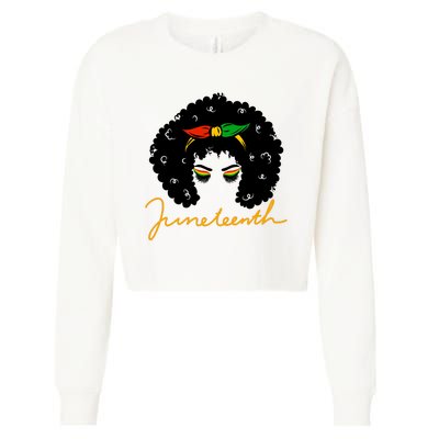 Juneteenth Pride Afro Hair Black History Cropped Pullover Crew