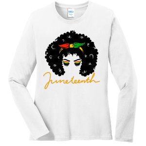 Juneteenth Pride Afro Hair Black History Ladies Long Sleeve Shirt