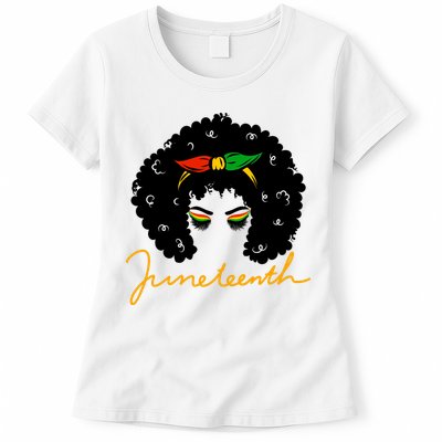 Juneteenth Pride Afro Hair Black History Womens T-Shirt