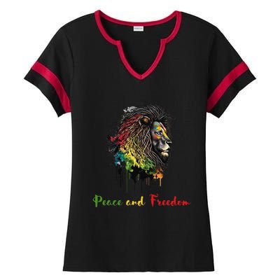 Juneteenth peace and freedom black history african heritage Ladies Halftime Notch Neck Tee