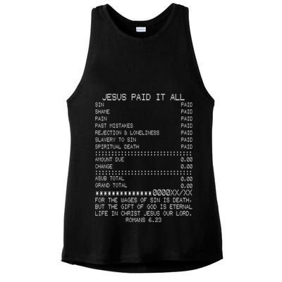 Jesus Paid-It All Christianity Christian Bible Verse Ladies PosiCharge Tri-Blend Wicking Tank