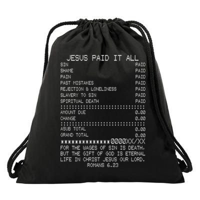 Jesus Paid-It All Christianity Christian Bible Verse Drawstring Bag