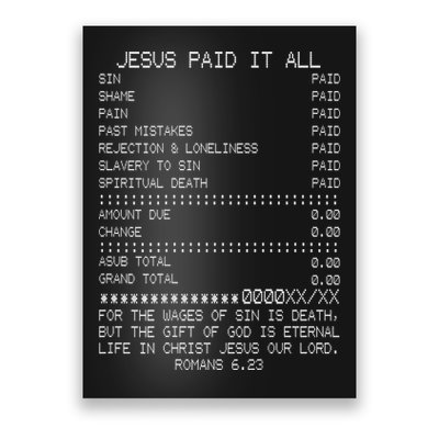 Jesus Paid-It All Christianity Christian Bible Verse Poster