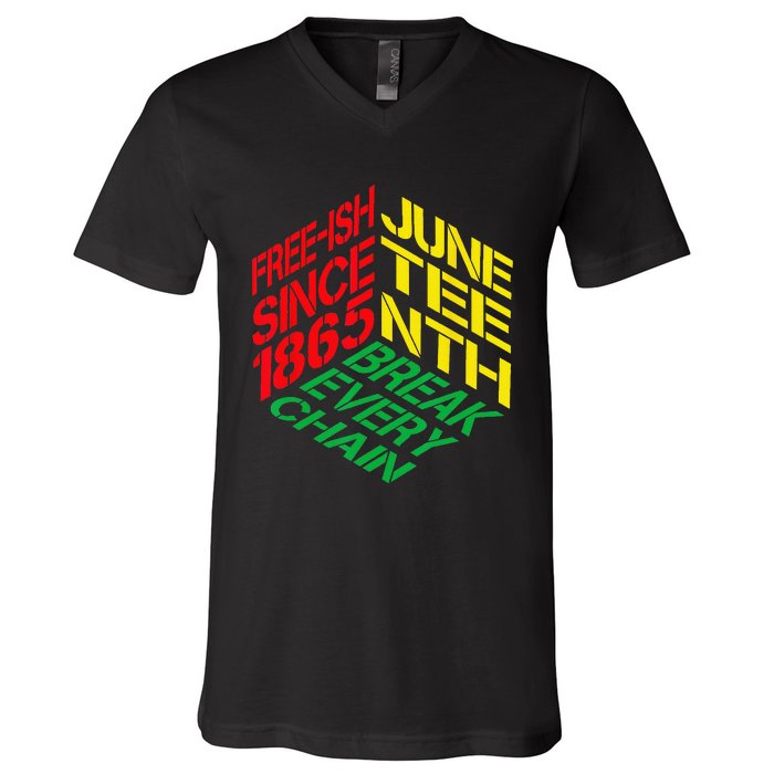 Juneteenth Pride African American V-Neck T-Shirt