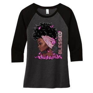 JustBlessed Pretty Afro Africa Black History Month Black Proud Women's Tri-Blend 3/4-Sleeve Raglan Shirt