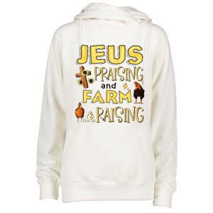 Jesus Praising And Farm Raising Chicken Farmer Christian Womens Funnel Neck Pullover Hood