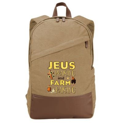 Jesus Praising And Farm Raising Chicken Farmer Christian Cotton Canvas Backpack