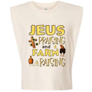 Jesus Praising And Farm Raising Chicken Farmer Christian Garment-Dyed Women's Muscle Tee