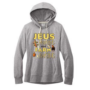 Jesus Praising And Farm Raising Chicken Farmer Christian Women's Fleece Hoodie