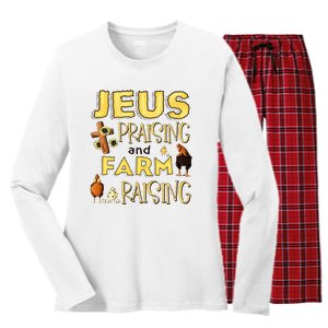 Jesus Praising And Farm Raising Chicken Farmer Christian Women's Long Sleeve Flannel Pajama Set 